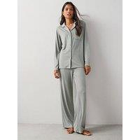 The Very Collection Pointelle Revere Pyjama Set - Khaki