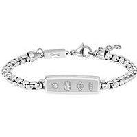Lacoste Mens District Stainless Steel Reversible Pendant Bracelet - Silver