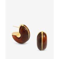 Jon Richard Brown Resin Hoop Earrings - Gold
