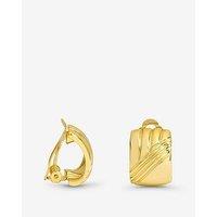 Jon Richard Polished And Ridge Clip-On Earrings - Gold
