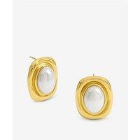 Jon Richard Plated And Pearl Polished Earrings - Gold