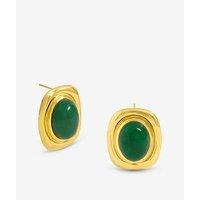 Jon Richard Plated And Green Statement Earrings - Gold