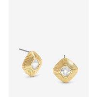 Jon Richard Plated Ridge And Crystal Stud Earrings - Gold