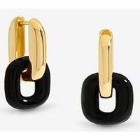 Jon Richard Polished Link And Jet Enamel Link Earrings - Gold