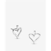 Simply Silver Sterling 925 Polished Open Heart Stud Earrings - Silver