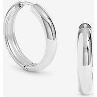 Jon Richard Waterproof Sterling Silver Plated Medium Flat Surface Hoop Earrings