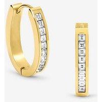 Jon Richard Waterproof Gold Plated Crystal And Polished Hoop Earrings