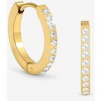 Jon Richard Waterproof Gold Plated Crystal And Polished Huggie Hoop Earrings