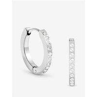Jon Richard Waterproof Sterling Silver Plated Crystal And Polished Huggie Hoop Earrings