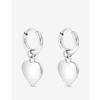 Jon Richard Waterproof Sterling Silver Plated Heart Charm Hoop Earrings