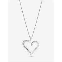 Simply Silver Sterling 925 Polished Open Heart Pendant - Gift Pouch - Silver