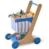 Teamson Kids Little Helper Mr. Fresh Shopping Cart With Groceries - Blue