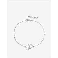 Simply Silver Sterling 925 Pave Interlink Clover Bracelet - Gift Pouch