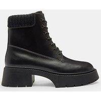 Coach Leah Platform Leather Lace-Up Bootie - Black