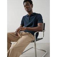 The Very Collection Cotton Rich Jacquard Short Sleeve Polo - Navy