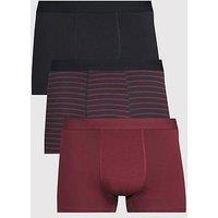 The Very Collection 3 Pack Striped Trunks - Burgundy/Navy