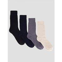 The Very Collection 4 Pack Cotton Rich Ribbed Socks - Black/Charcoal/White/Beige