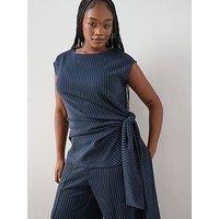 The Very Collection Curve Pinstripe Co-Ord Top - Navy