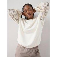 The Very Collection Curve Lace Sleeve Sweatshirt - Cream