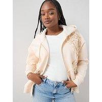 The Very Collection Curve Floral Motif Zip Through - Cream