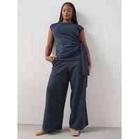 The Very Collection Curve Pinstripe Pull On Stretch Trouser Co-Ord - Navy