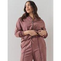 The Very Collection Curve Acid Wash Zip Through Sweater - Brown