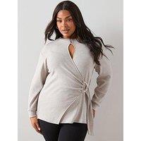 The Very Collection Curve Wrap Trim Detail Jumper - Beige