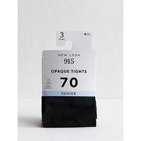 New Look 915 Girls 3 Pack Opaque 70 Denier Tights - Black