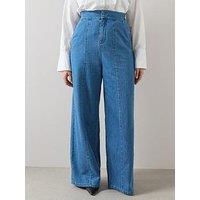 The Very Collection Curve Seam Detail Wide Leg Jean Co-Ord - Mid Wash