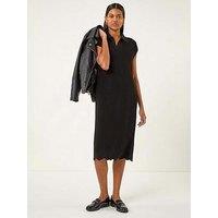 Roman Textured Zig Zag Knit Midi Dress - Black