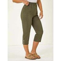 Roman Petite Bengaline Cropped Stretch Trouser - Green