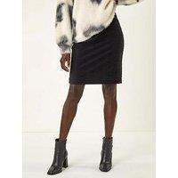 Roman Wave Textured Stretch Pencil Skirt - Black