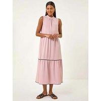 Roman Tiered Swing Midi Dress - Pink