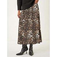 Roman Animal Print Midi Skirt - Black