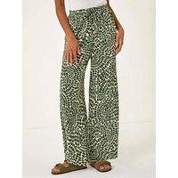 Roman Abstract Wide Leg Trouser - Green