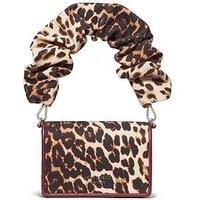 Kate Spade New York Natasha Downtown Leopard Fabric Card Case Crossbody W Scrunch Strap