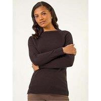 Roman Plain Soft Crew Neck Jumper - Brown