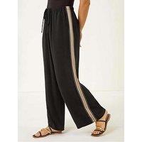Roman Petite Linen Mix Side Stripe Trouser - Black