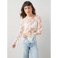 The Very Collection Long Sleeve Lace Top - Cream