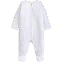 Mamas & Papas Baby Unisex Textured Velour Sleepsuit - White