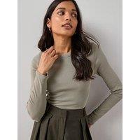 The Very Collection Stretch Long Sleeve Rib T-Shirt - Green