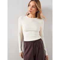 The Very Collection Stretch Long Sleeve Rib T-Shirt Cream