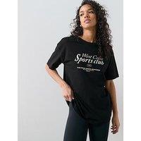 The Very Collection Slogan Oversized Graphic T-Shirt - Black