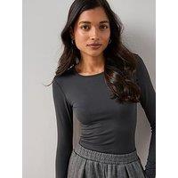 The Very Collection Soft Touch Long Sleeve Crewe T-Shirt - Grey