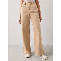 The Very Collection High Waist Wide Leg Jeans - Beige