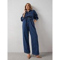 The Very Collection Soft Denim Jumpsuit - Dark Wash