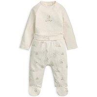 Mamas & Papas Baby Unisex 2 Piece Teddy Bear Print Bodysuit & Bottoms Set - Cream