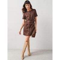 The Very Collection Suede Belted Dress - Brown