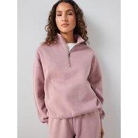 The Very Collection High Neck Zip Sweatshirt Co-Ord - Pink