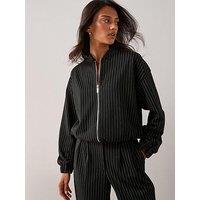 The Very Collection Bubble Hem Jacket Pinstripe Co-Ord - Black